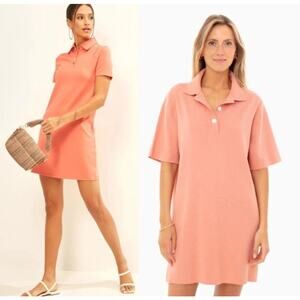 Tuckernuck Women's Sz L Apricot Peach Channing Polo Mini Shirt Dress